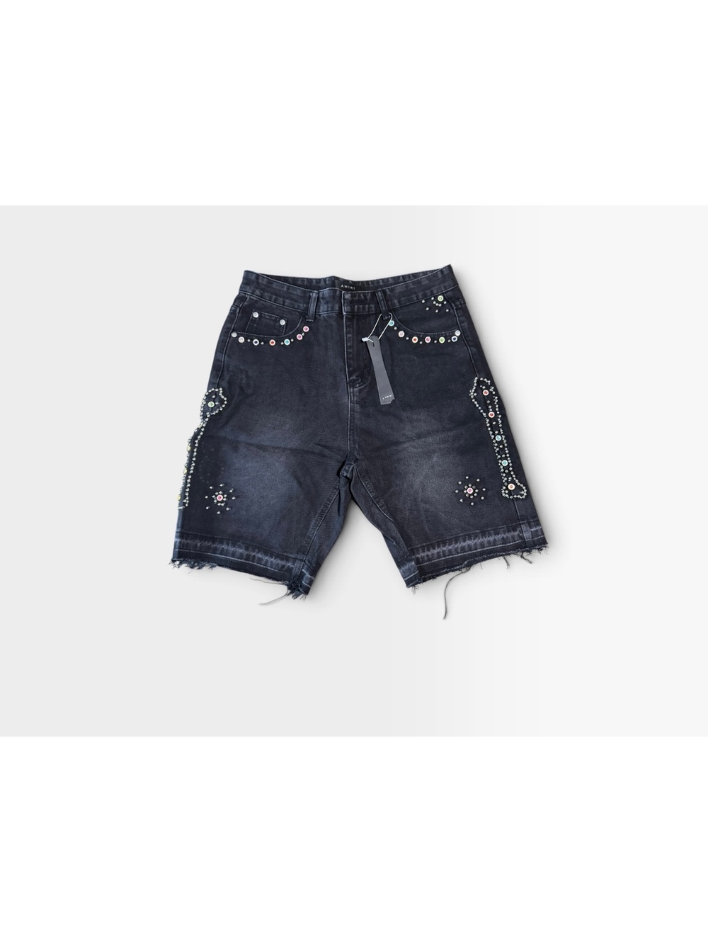 Amiri black denim shorts